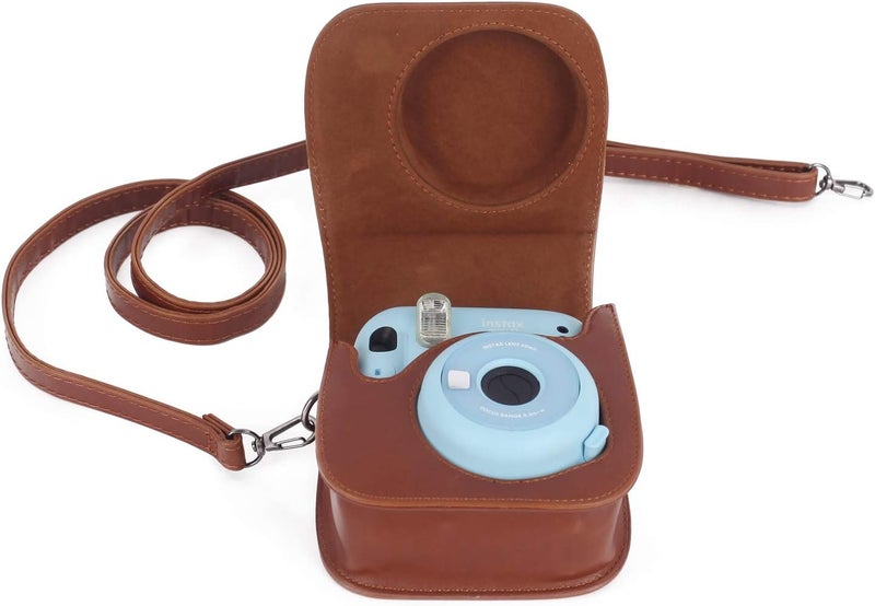 Phetium Instant mini 12 Camera Protective Case Compatible with Instax Mini 12 11,PU Leather Bag with Pocket and Adjustable Shoulder Strap (Brown) - Image 5
